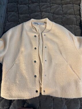 Zara Cream Bomber Jacket